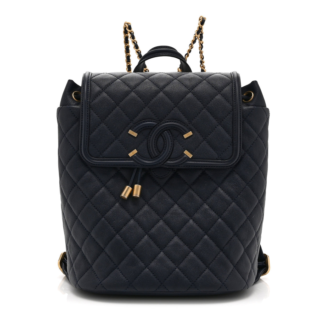 Caviar Quilted Filigree Backpack Navy
