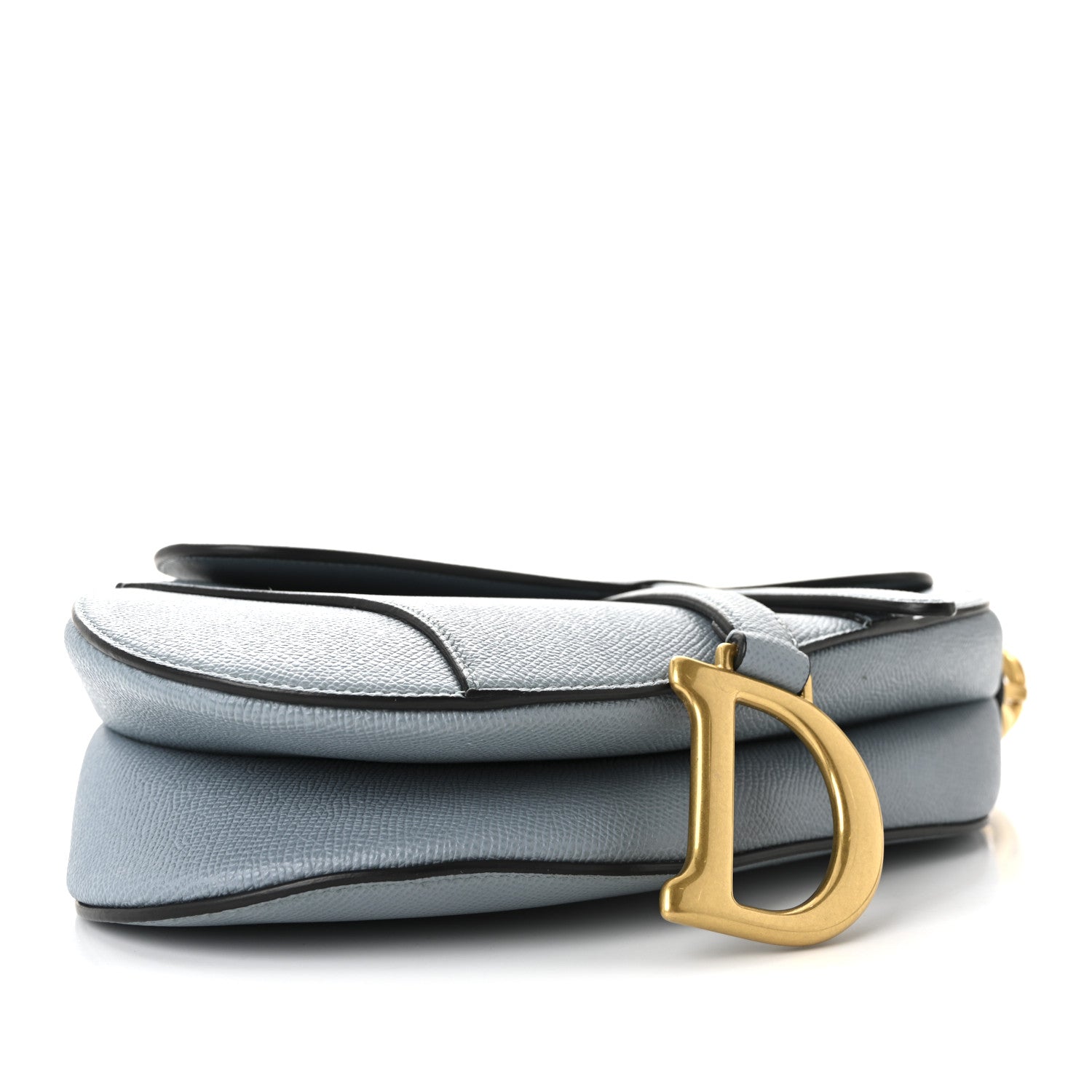 Christian Dior Grained Calfskin Saddle Bag With Strap Sky Blue 9 of 10