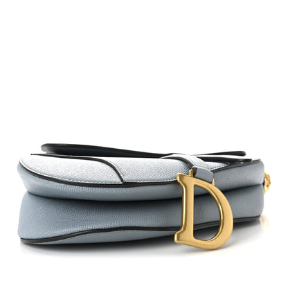 Christian Dior Grained Calfskin Saddle Bag With Strap Sky Blue 9 of 10