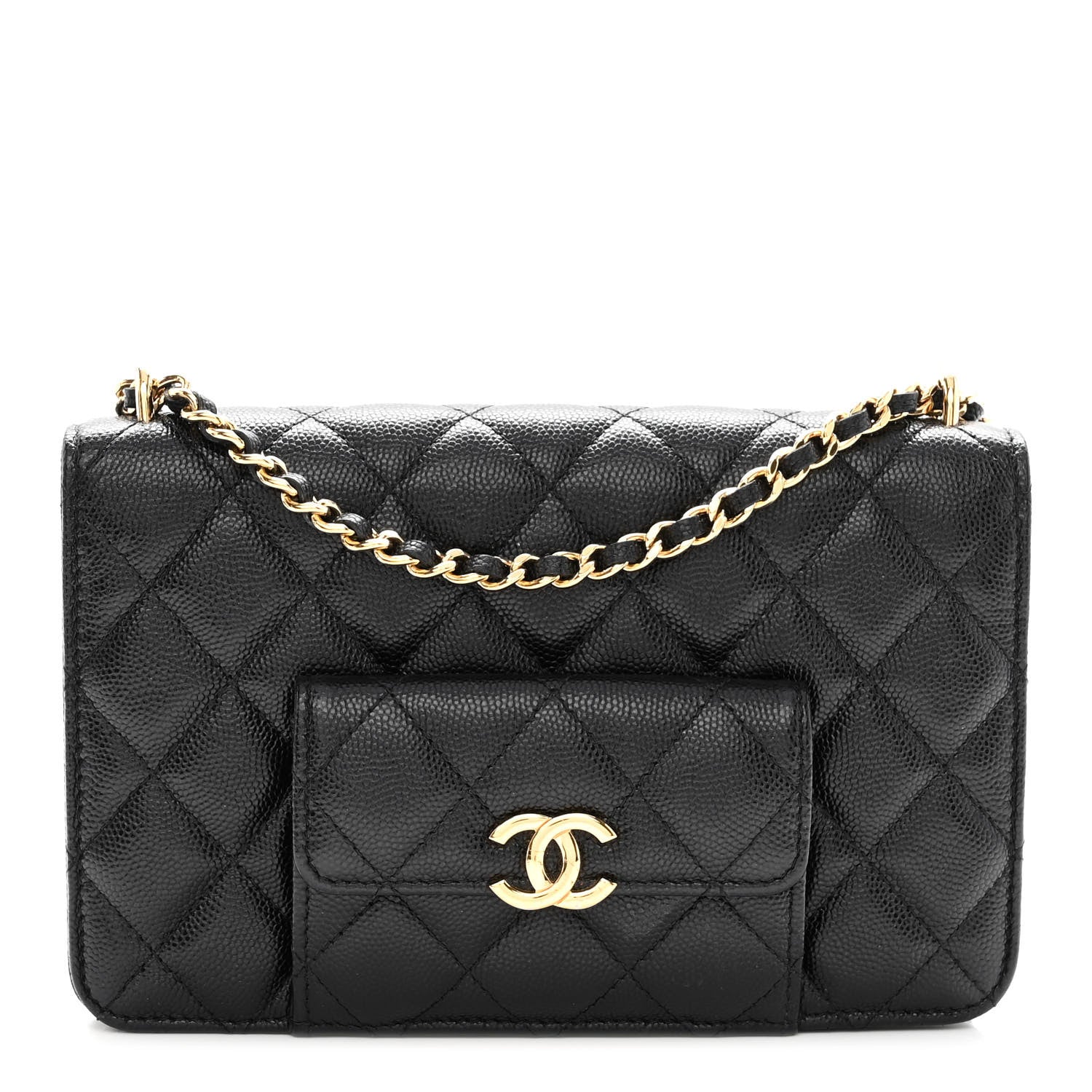 Chanel Caviar Quilted Pocket Twins Wallet On Chain WOC Black 1 of 11