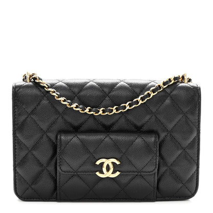 Chanel Caviar Quilted Pocket Twins Wallet On Chain WOC Black 1 of 11