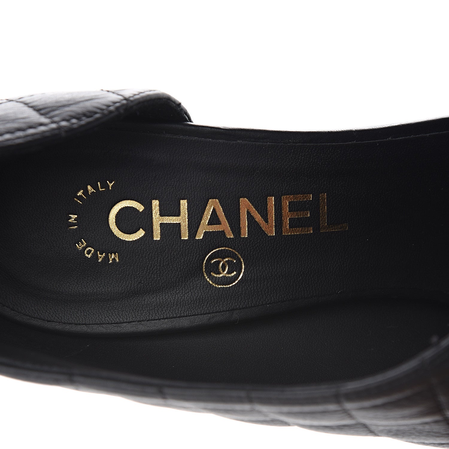 Chanel Calfskin Quilted Peep Toe Pumps 37.5 Black 8 of 9