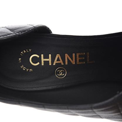 Chanel Calfskin Quilted Peep Toe Pumps 37.5 Black 8 of 9