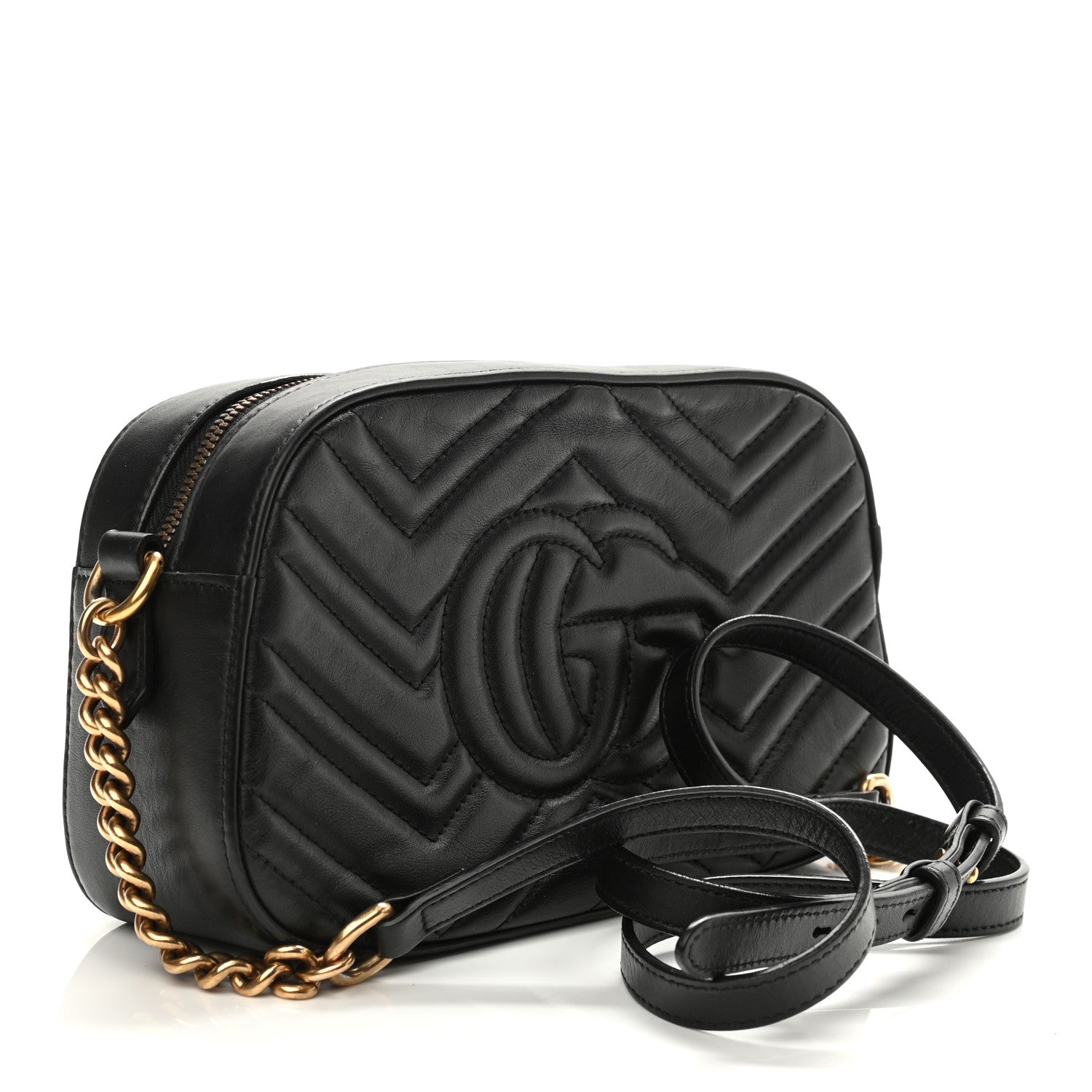 Gucci Calfskin Matelasse Animal Studs Small GG Marmont Chain Shoulder Bag Black 3 of 10