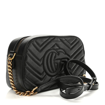 Gucci Calfskin Matelasse Animal Studs Small GG Marmont Chain Shoulder Bag Black 3 of 10