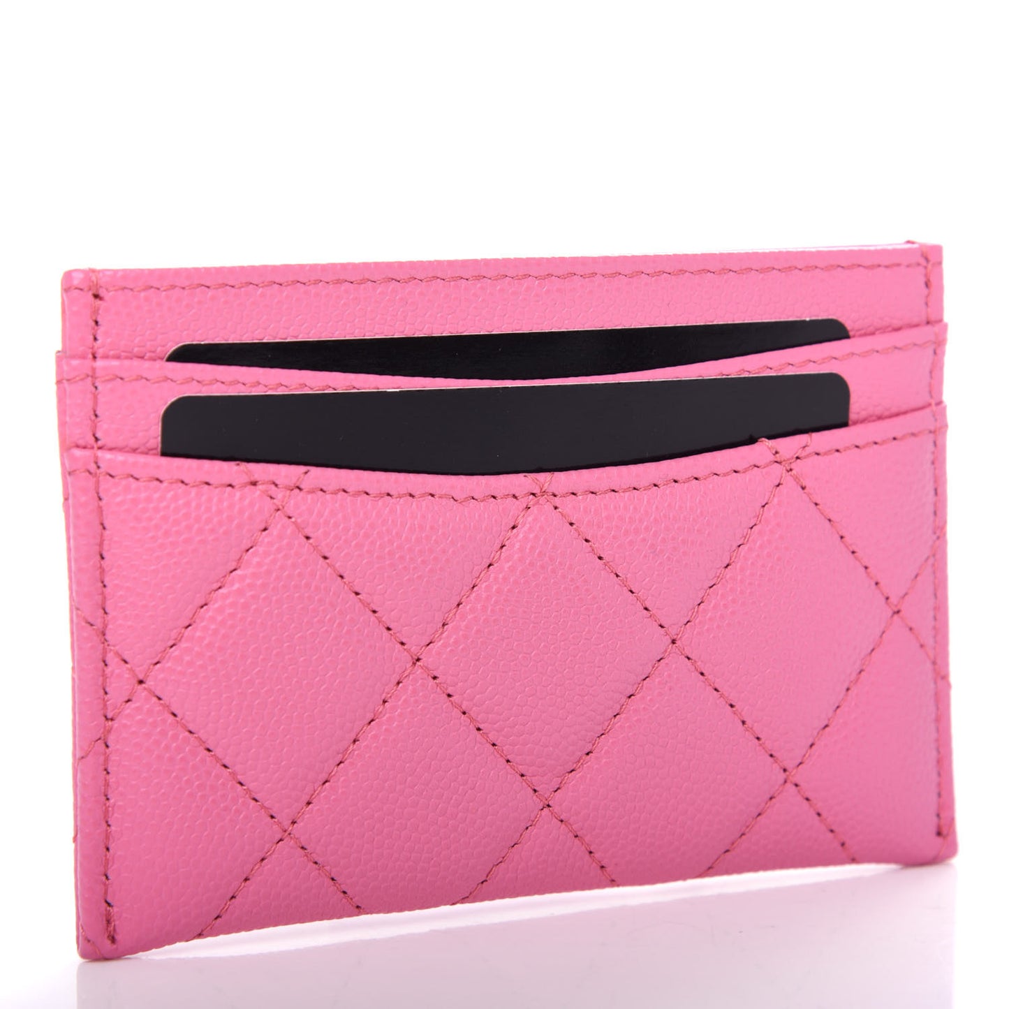 Caviar Quilted Card Holder Pink