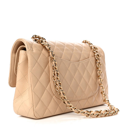 Chanel Caviar Quilted Medium Double Flap Beige 2 of 15