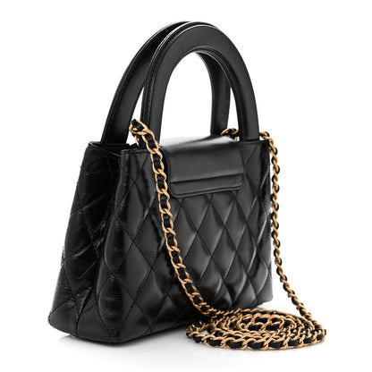 Chanel Shiny Aged Calfskin Quilted Nano Kelly Shopper Black 3 of 11