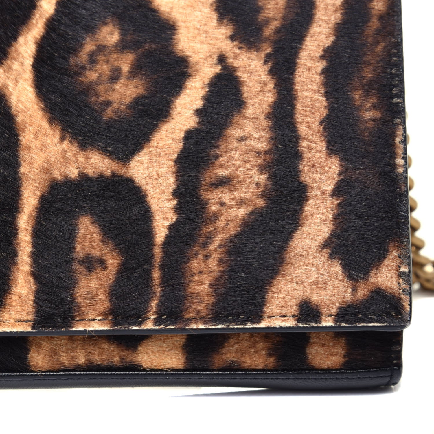 Saint Laurent Calf Hair Monogram Chain Wallet Leopard 9 of 11