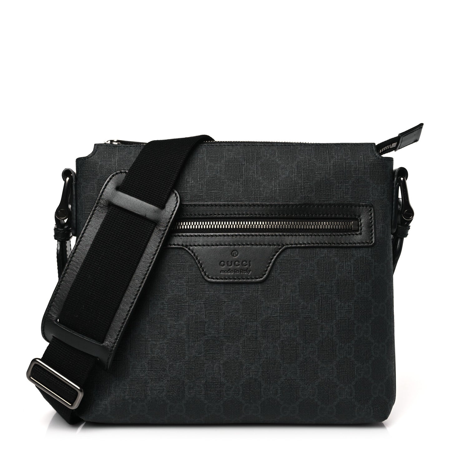 GG Supreme Monogram Flat Messenger Bag Black Grey
