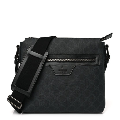 Gucci GG Supreme Monogram Flat Messenger Bag Black Grey 1 of 9