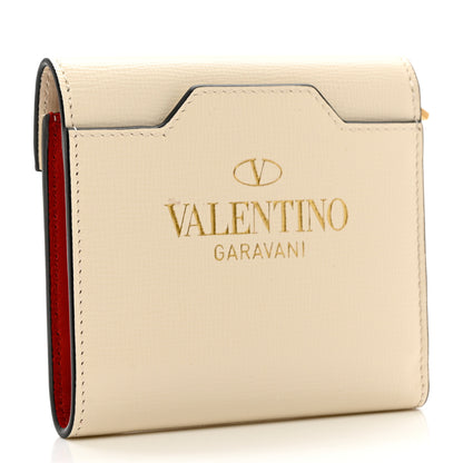 Valentino Garavani Grainy Calfskin Rockstud Compact Wallet Light Ivory 3 of 5
