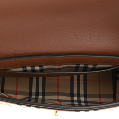 Burberry Calfskin Vintage Check Note Crossbody Bag Tan 5 of 11