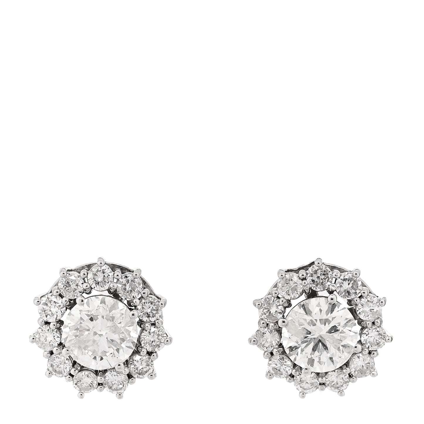 14K White Gold Diamond 3.75ctw Round Cut Halo Earrings
