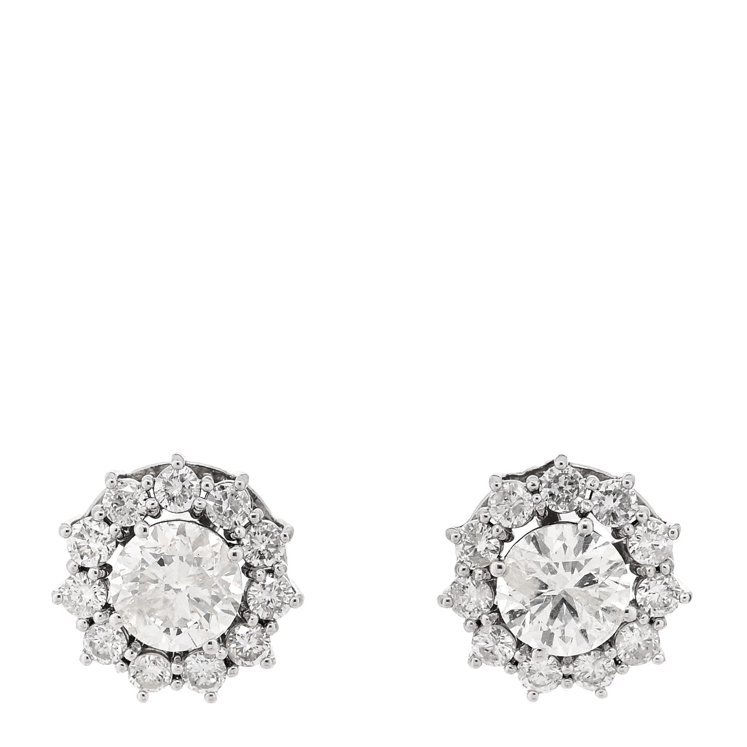 Parker & West by FASHIONPHILE 14K White Gold Diamond 3.75ctw Round Cut Halo Earrings 1 of 4