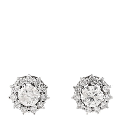 Parker & West by FASHIONPHILE 14K White Gold Diamond 3.75ctw Round Cut Halo Earrings 1 of 4