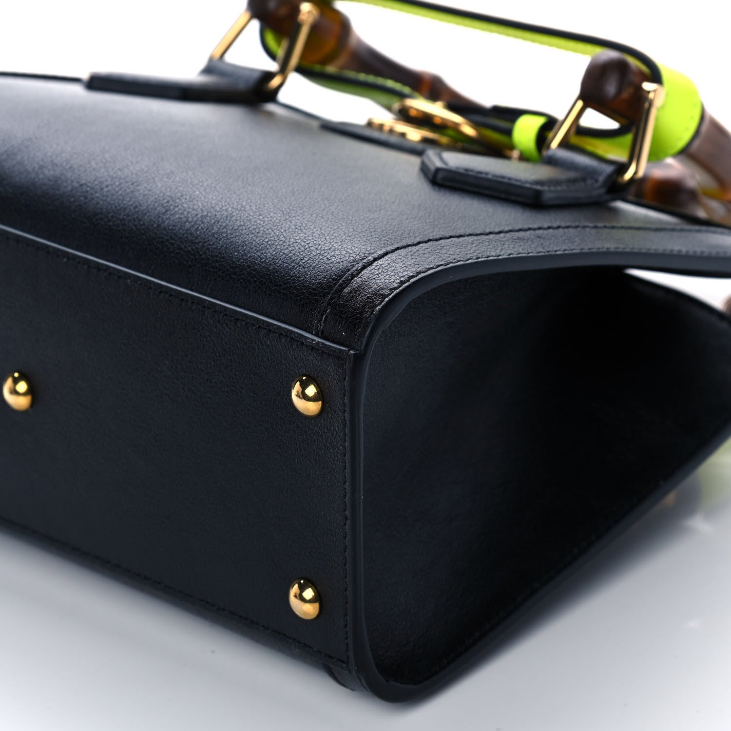 Gucci Wonka Grain Calfskin Mini Diana Tote Bag Black Yellow Fluo 10 of 10