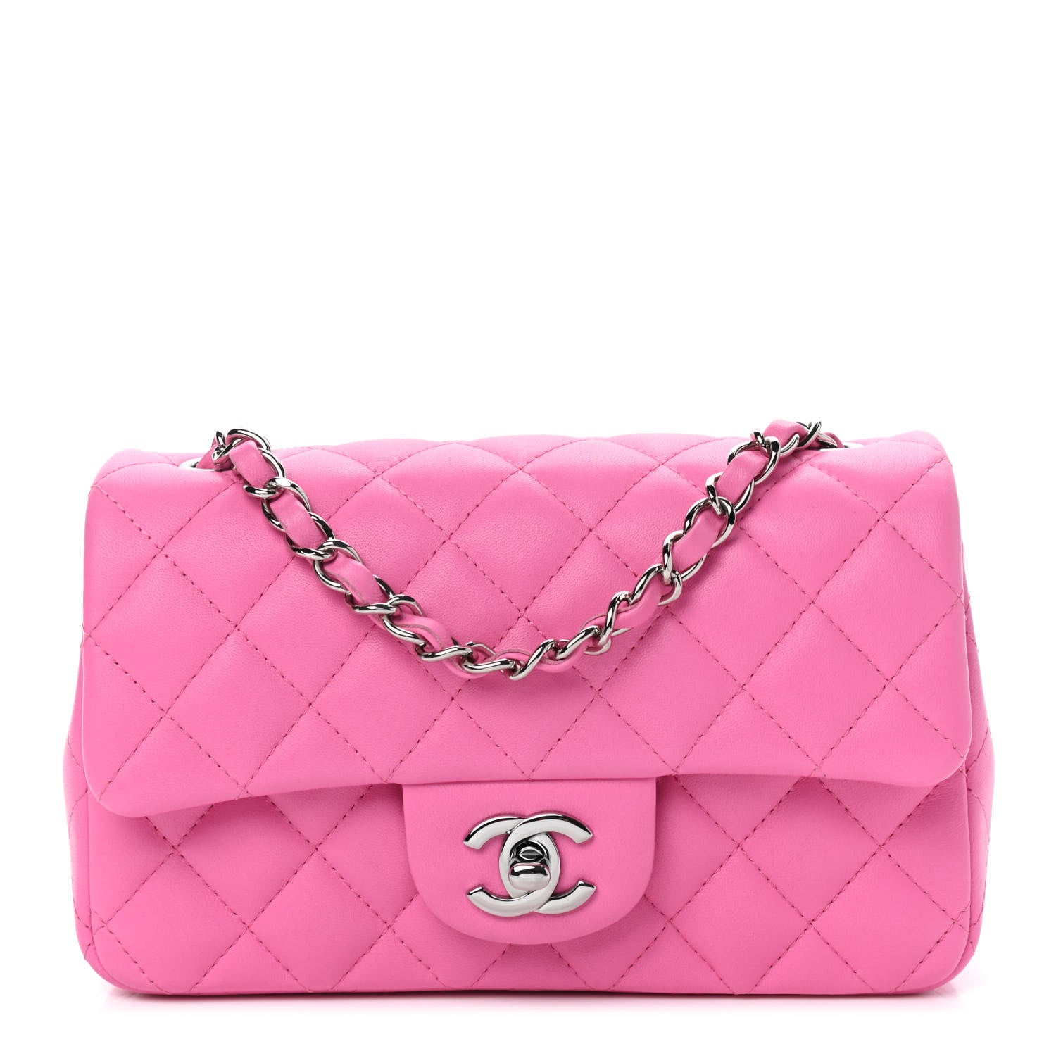 Chanel Lambskin Quilted Mini Rectangular Flap Pink 1 of 8