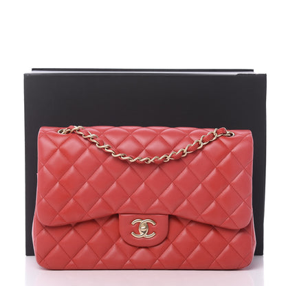 Chanel Lambskin Quilted Jumbo Double Flap Red 12 of 12