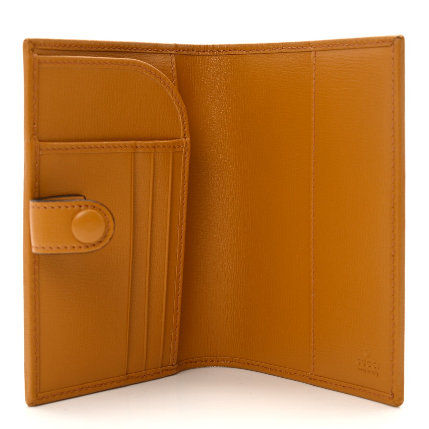 GG Supreme Monogram Textured Calfskin Retro Interlocking G Passport Case Beige Yellow