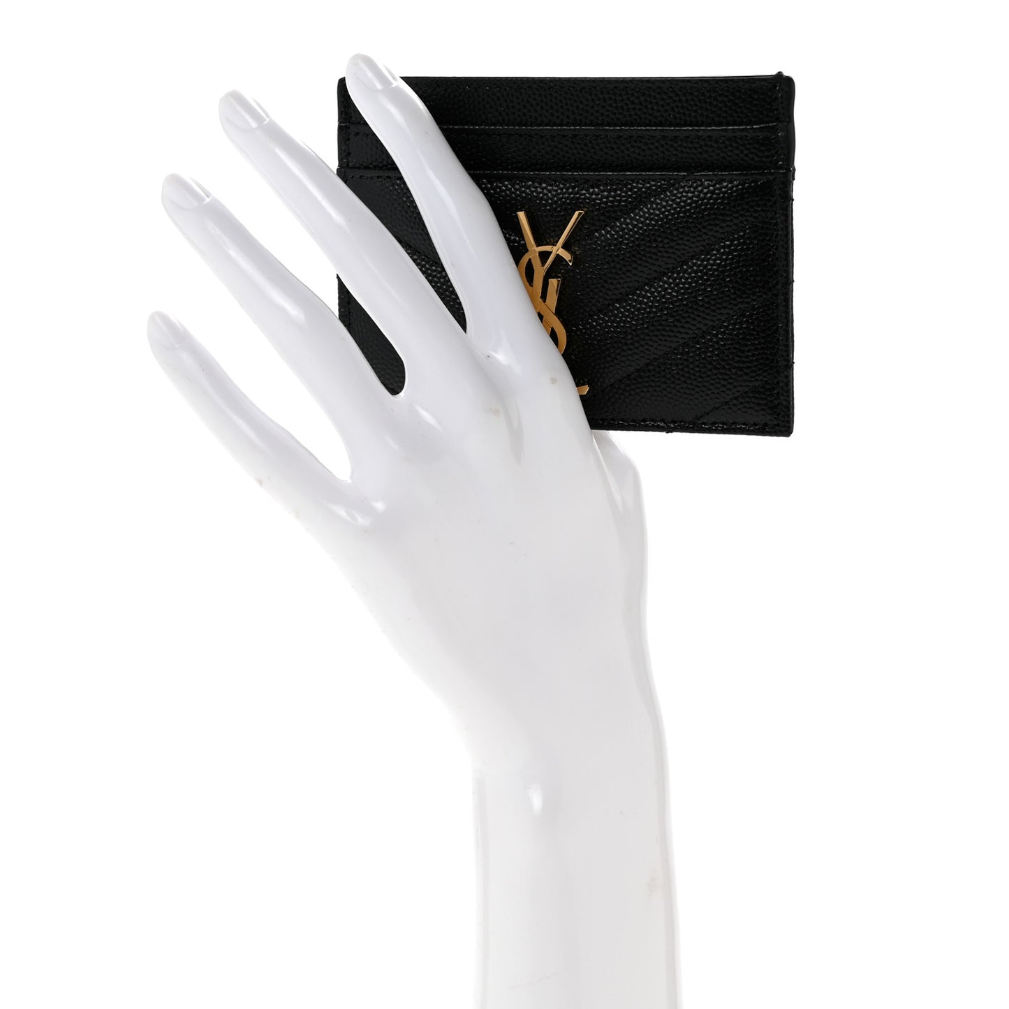 Grain De Poudre Matelasse Chevron Monogram Credit Card Case Black