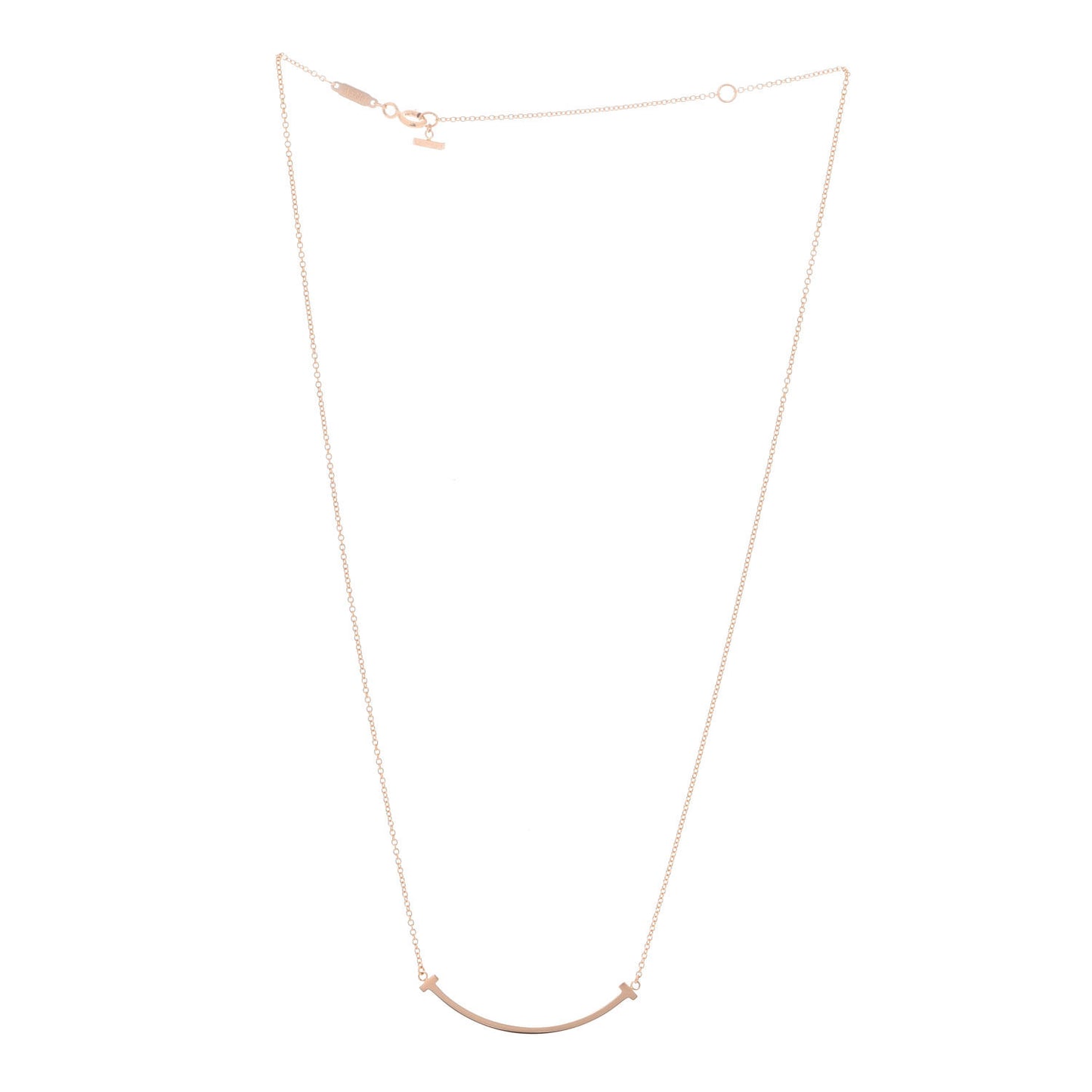 18K Rose Gold Small T Smile Pendant Necklace
