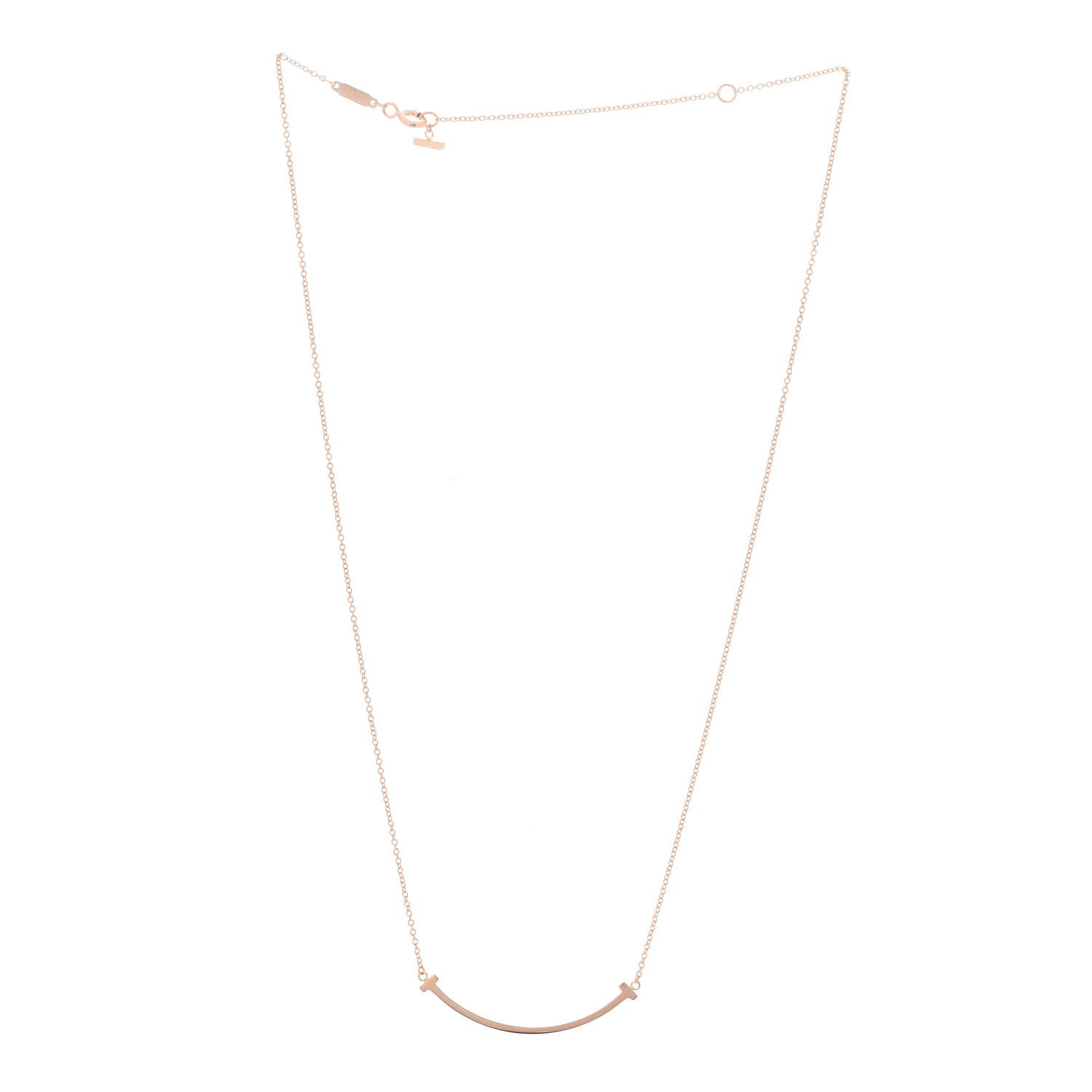 Tiffany 18K Rose Gold Small T Smile Pendant Necklace 3 of 6