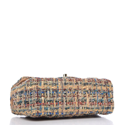 Chanel Tweed Quilted Mini Rectangular Flap Gold Blue 4 of 10