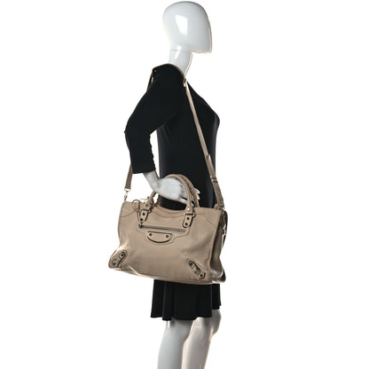 Balenciaga Chevre Silver Metallic Edge Hardware City Beige Tapioca 2 of 14