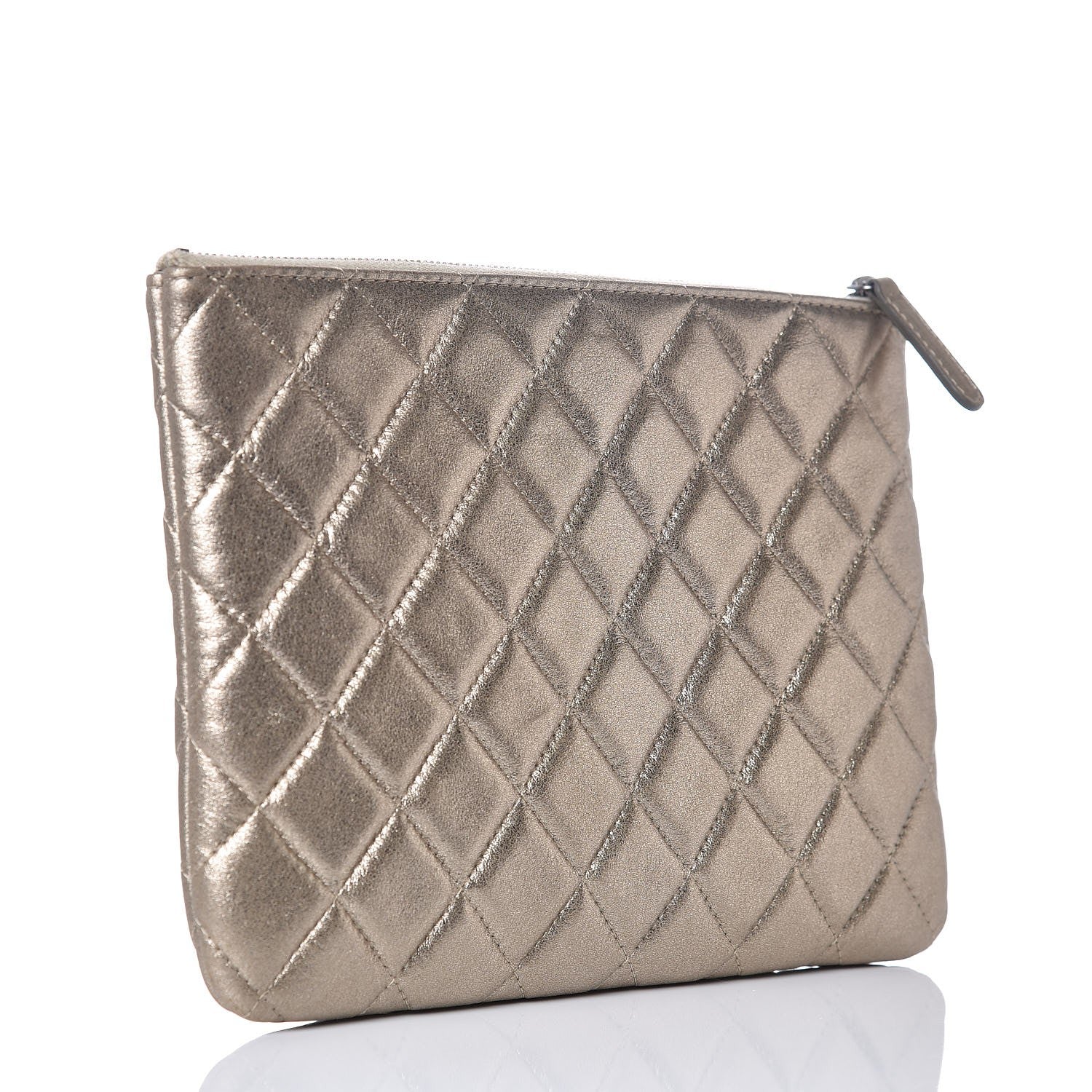 Chanel Metallic Lambskin Quilted Medium Cosmetic Case Gold 3 of 8