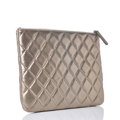 Chanel Metallic Lambskin Quilted Medium Cosmetic Case Gold 3 of 8