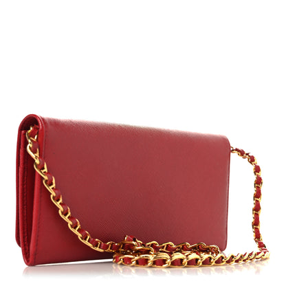 Prada Saffiano Wallet on Chain Fuoco 3 of 9