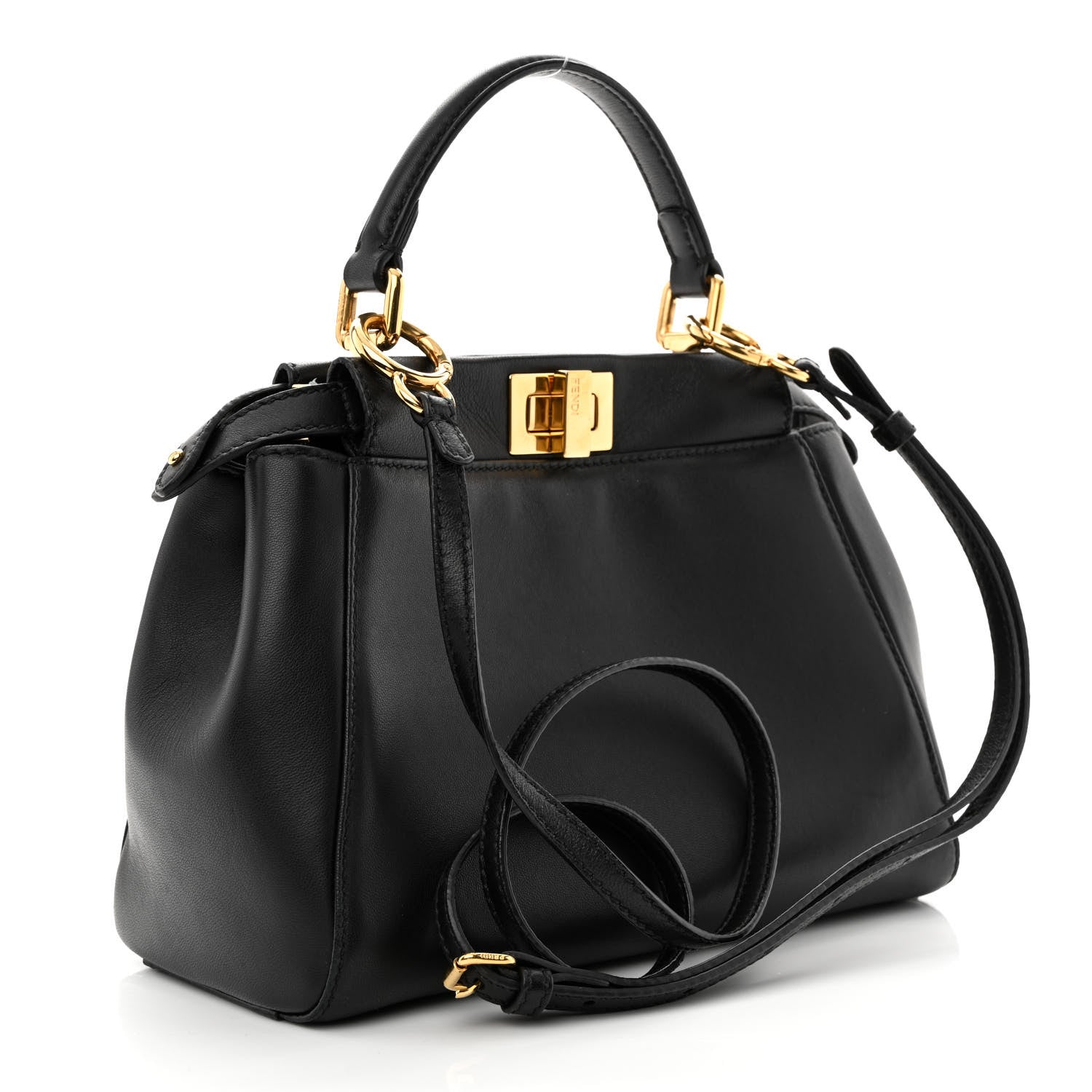 Fendi Nappa Mini Peekaboo Iconic Satchel Black 3 of 11