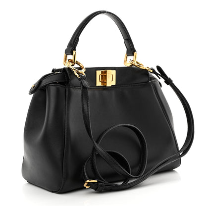 Fendi Nappa Mini Peekaboo Iconic Satchel Black 3 of 11