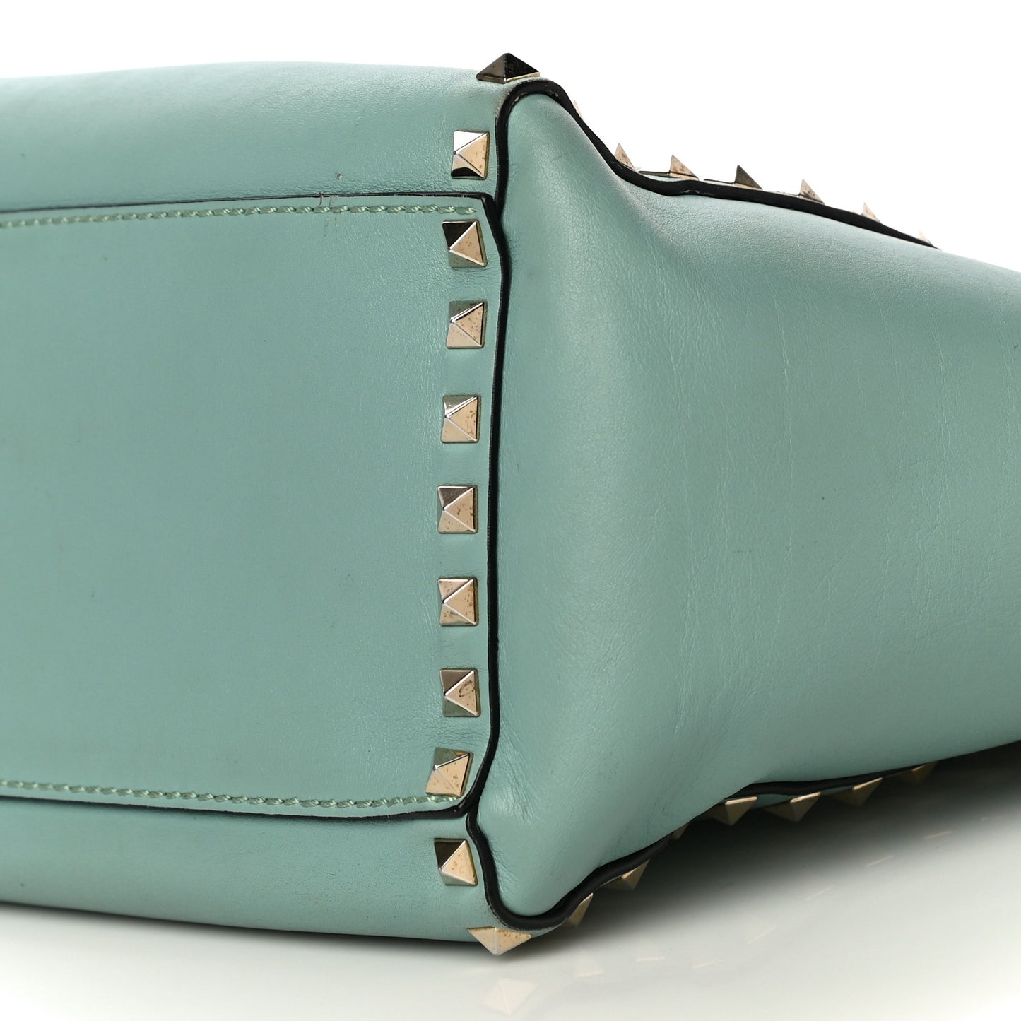 Vitello Rockstud Double Handle Tote Morning Dew