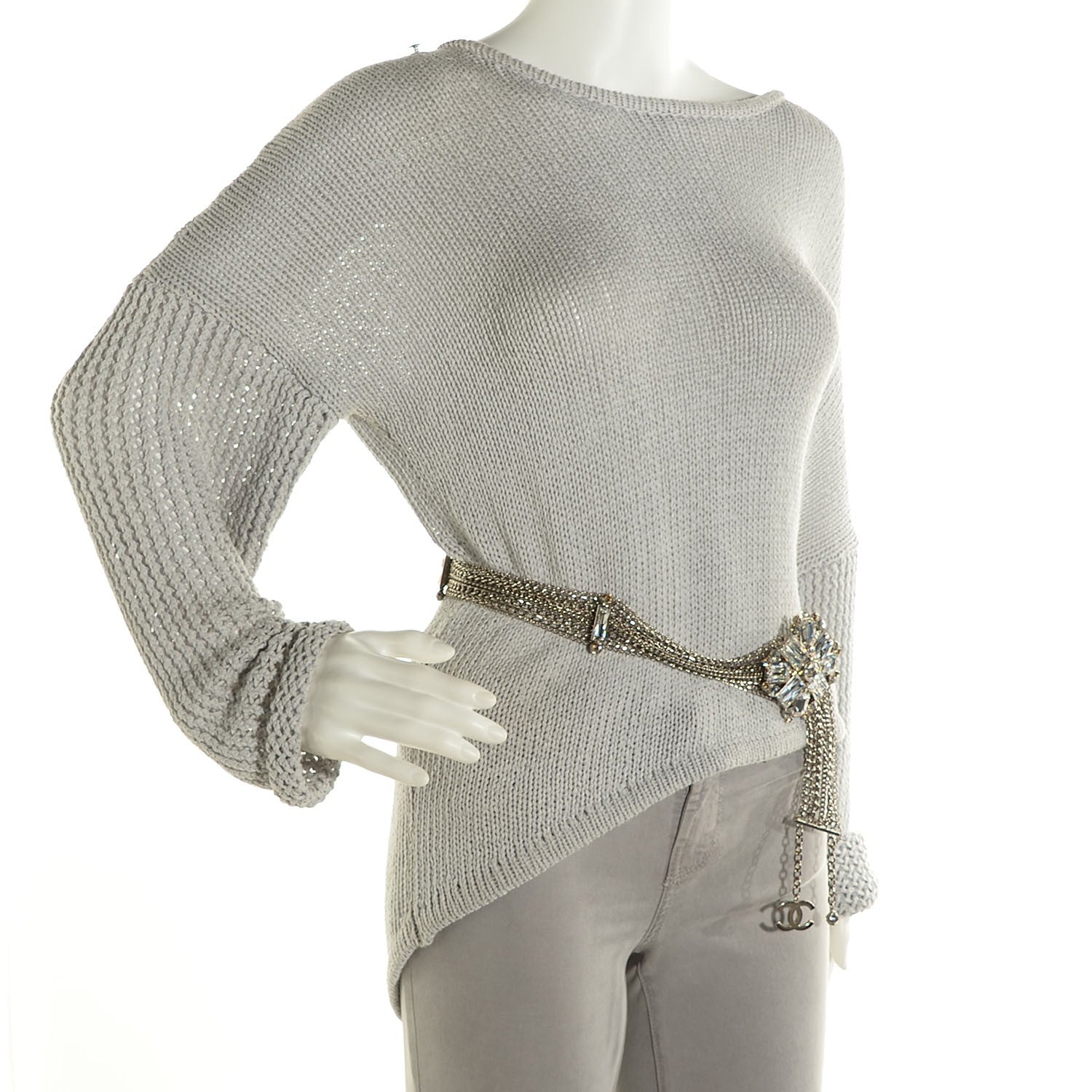 Chanel Crystal Baguette CC Chain Belt Silver 2 of 4