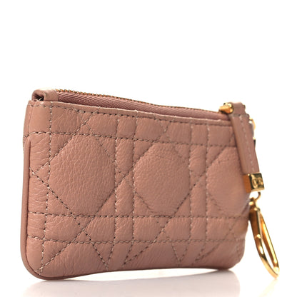 Christian Dior Supple Calfskin Cannage Caro Zipped Key Case Rose Des Vents 3 of 9
