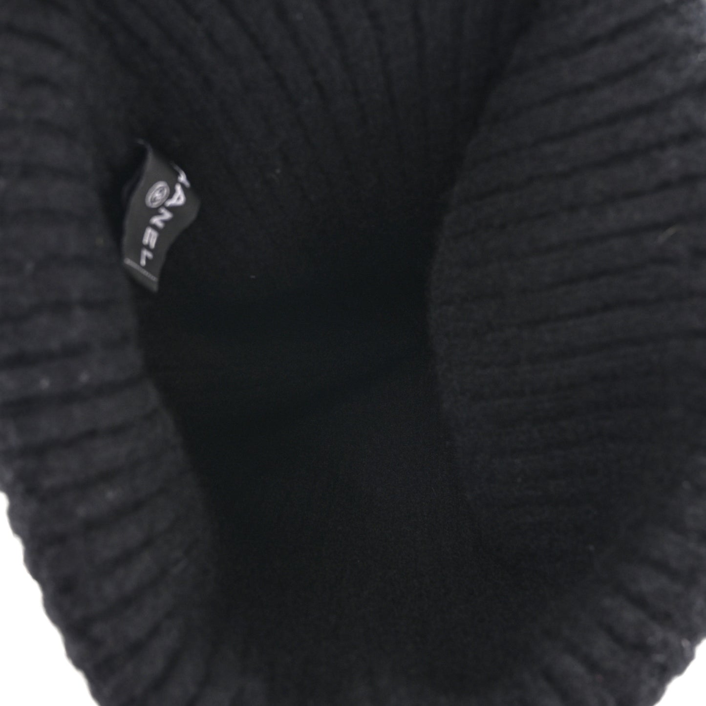 Cashmere Sequins Logo Beanie Hat Black