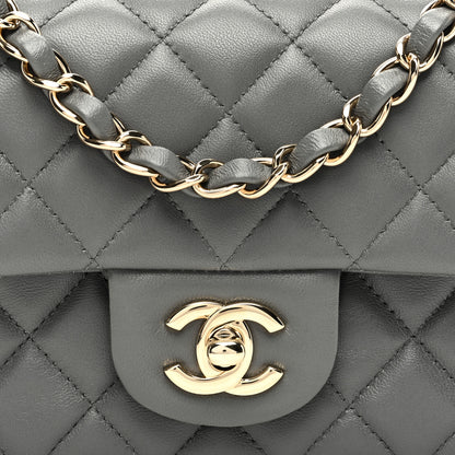 Chanel Lambskin Quilted Mini Rectangular Flap Dark Grey 8 of 11