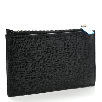 Saint Laurent Monogram Grain de Poudre 5 Fragments Zip Pouch Card Holder Black 4 of 8