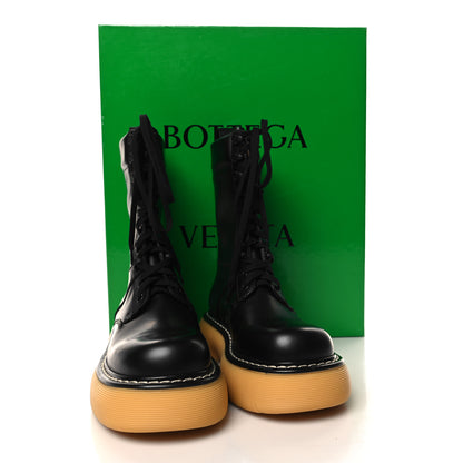 Bottega Veneta Calfskin The Swell Lace Up Boots 38 Black Natural Rubber 39 8 of 8