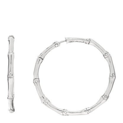 John Hardy Sterling Silver 35mm Bamboo Hoop Earrings 1 of 4