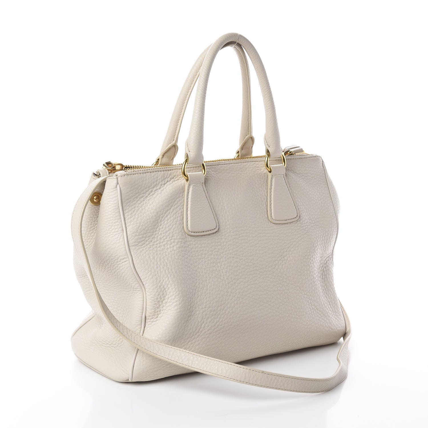 Prada Vitello Daino Large Double Zip Tote Talco 2 of 8
