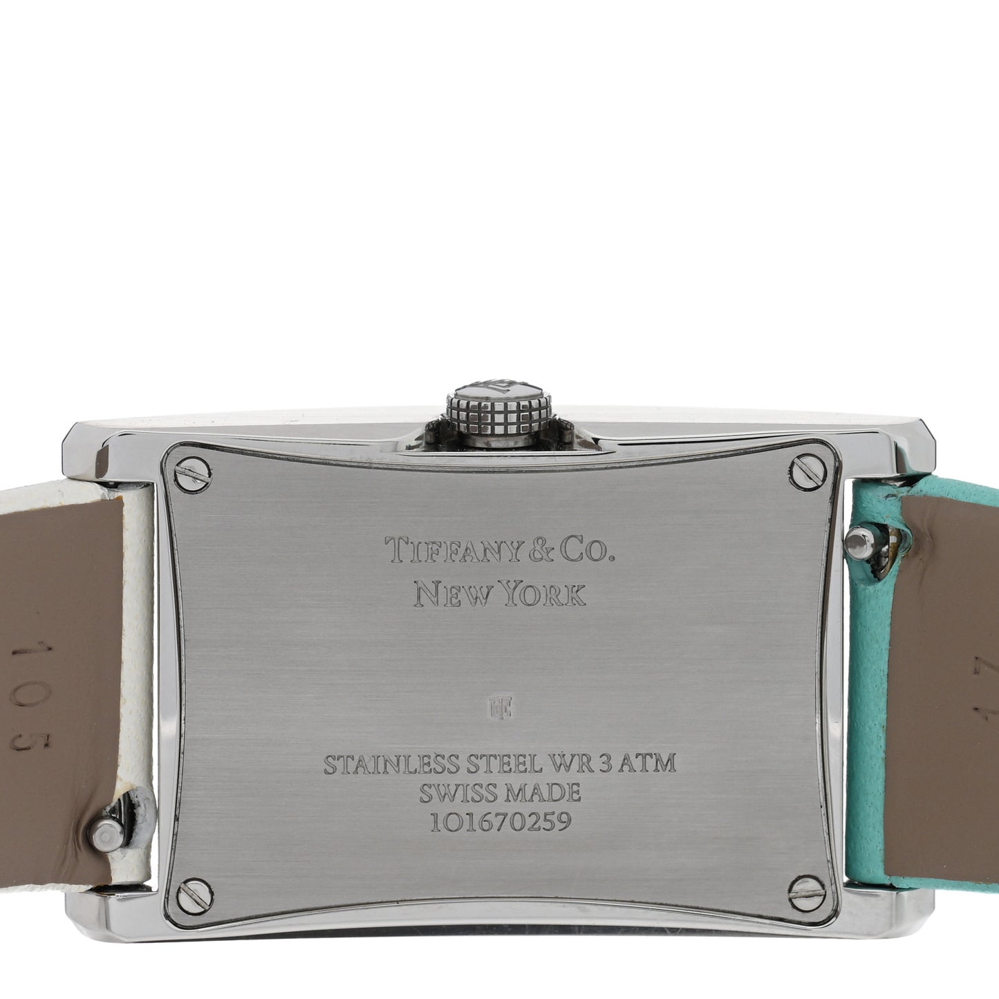 Stainless Steel Calfskin 22mm East West 2-Hand Quartz Watch Tiffany Blue