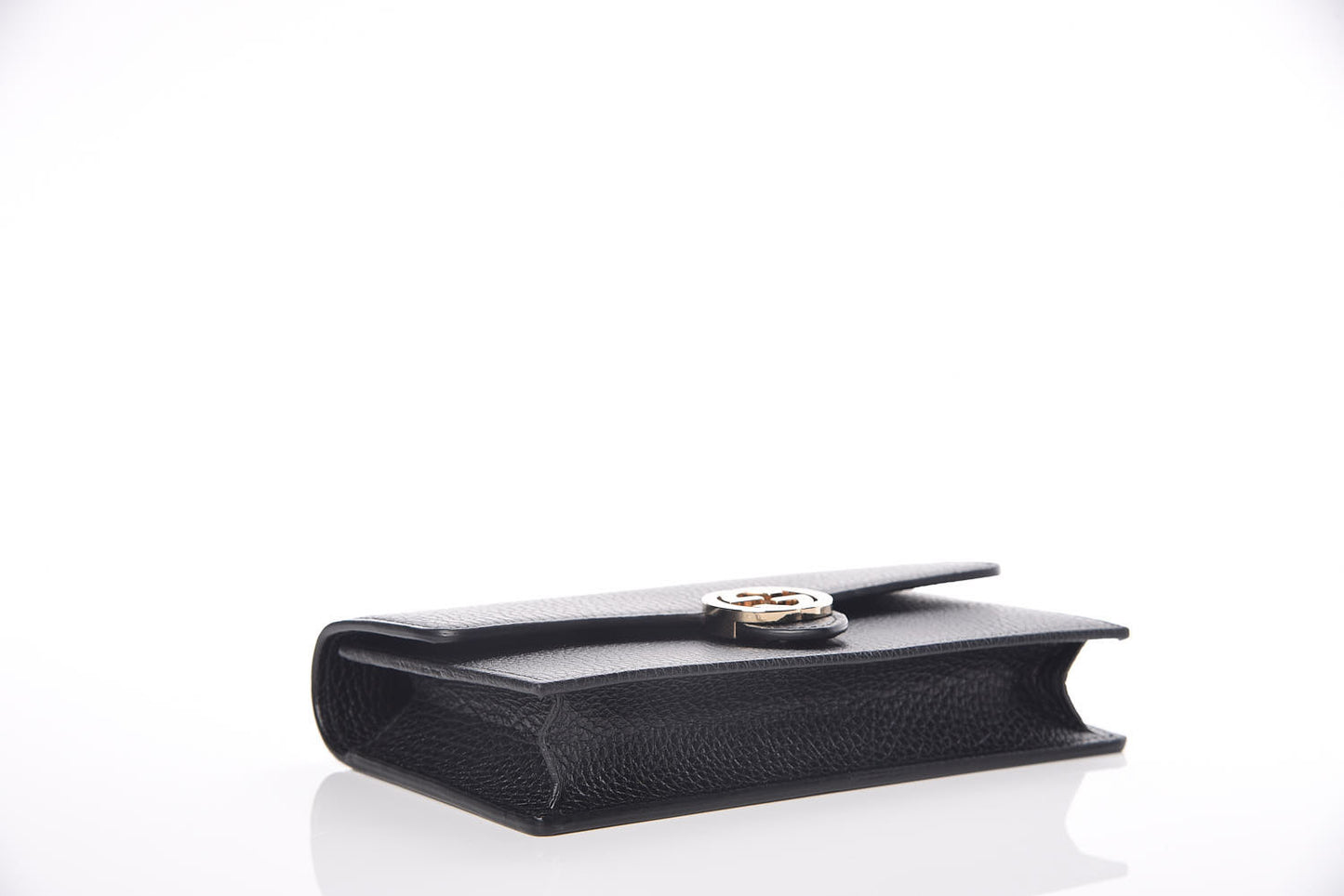 Dollar Calfskin Interlocking G Chain Wallet Black