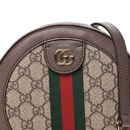 Gucci GG Supreme Monogram Web Mini Ophidia Round Shoulder Bag Brown 10 of 11