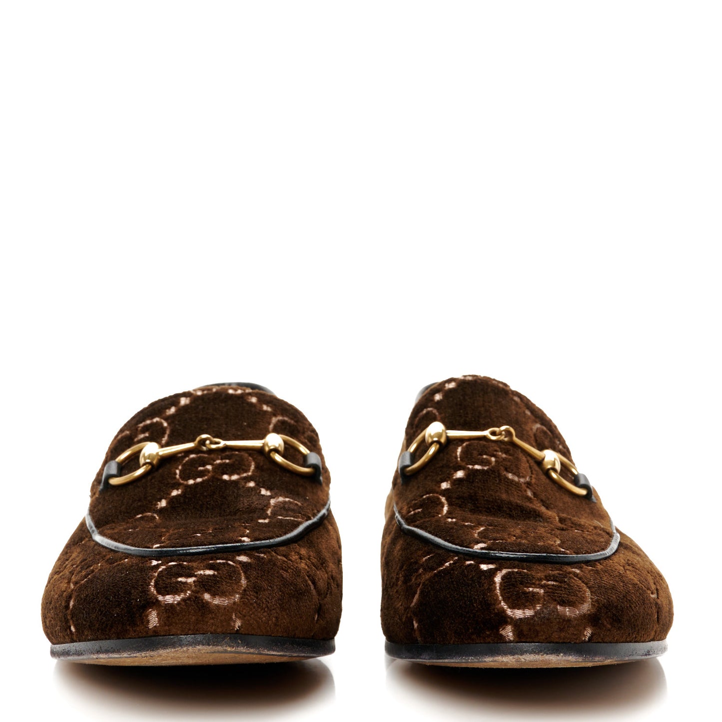 Velvet GG Monogram Horsebit Womens Jordaan Loafers 38 Brown Black