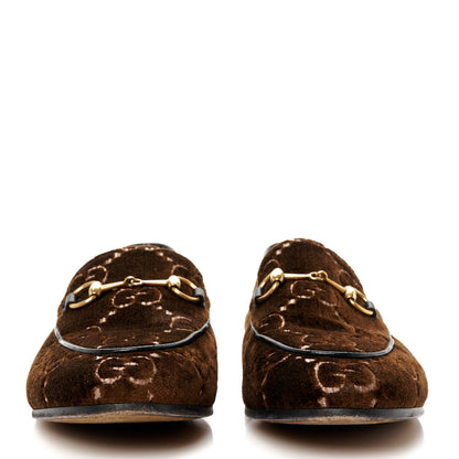 Gucci Velvet GG Monogram Horsebit Womens Jordaan Loafers 38 Brown Black 3 of 10