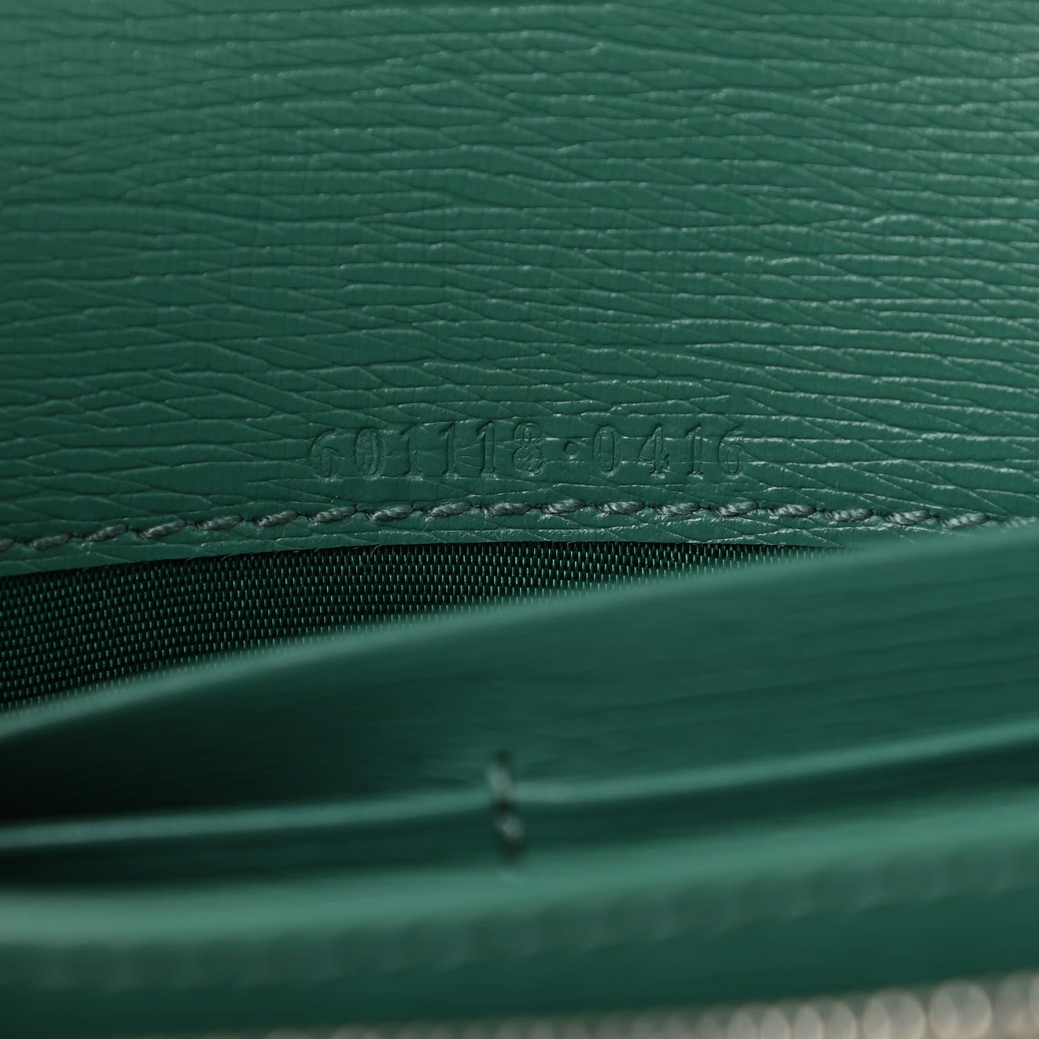 Gucci Textured Calfskin Crystal Garden Dionysus Chain Wallet Forest Green Print 8 of 12
