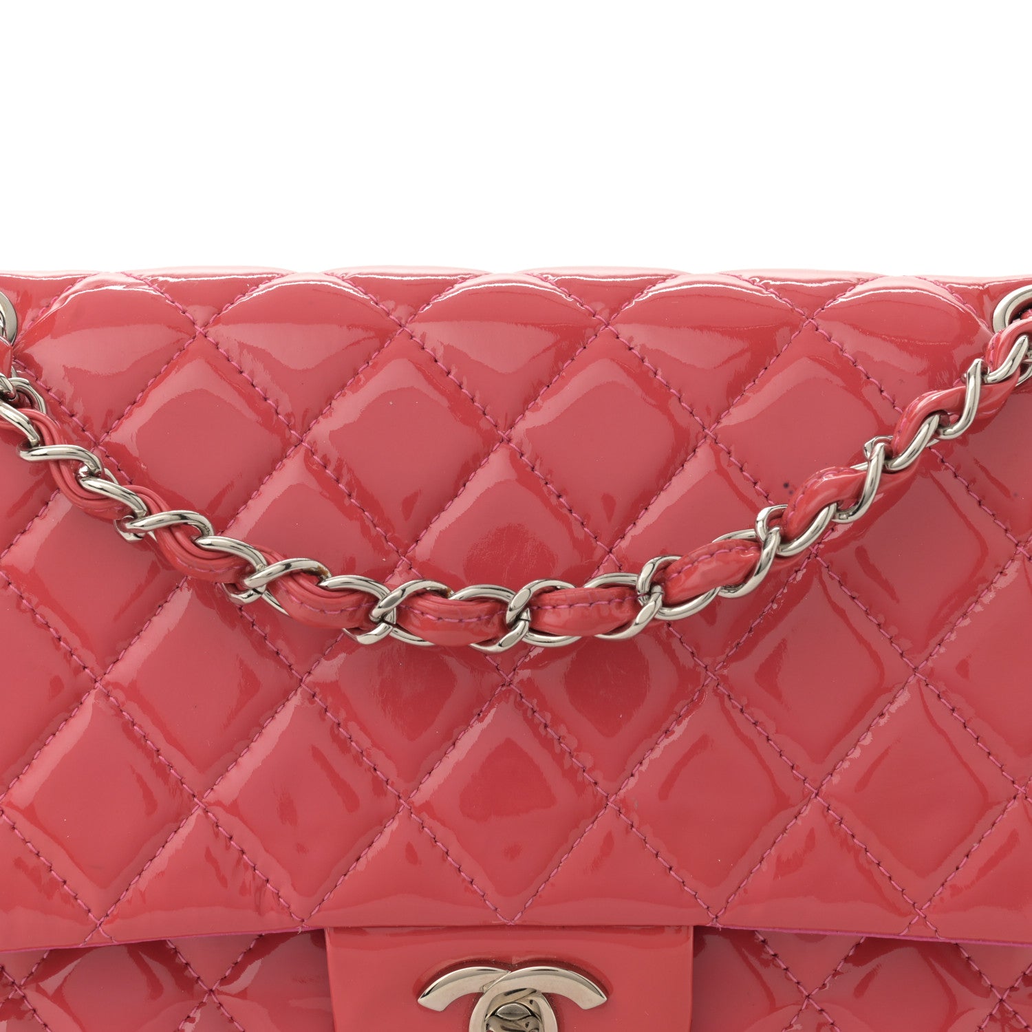 Chanel Patent Quilted Medium Double Flap Pink 8 of 15